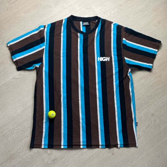 ‘HIGH’ Vertical Striped T-Shirt - Picture 2 of 9
